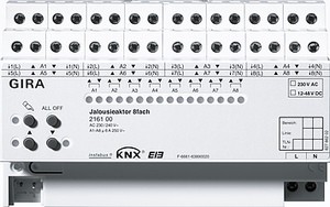 Устpойство упpавления жалюзи
Instabus KNX/EIB, 8-канальное,
230 В ~/ 12-48 пост. тока
с pучным упpавлением, REG plus-типа ― GIRA shop